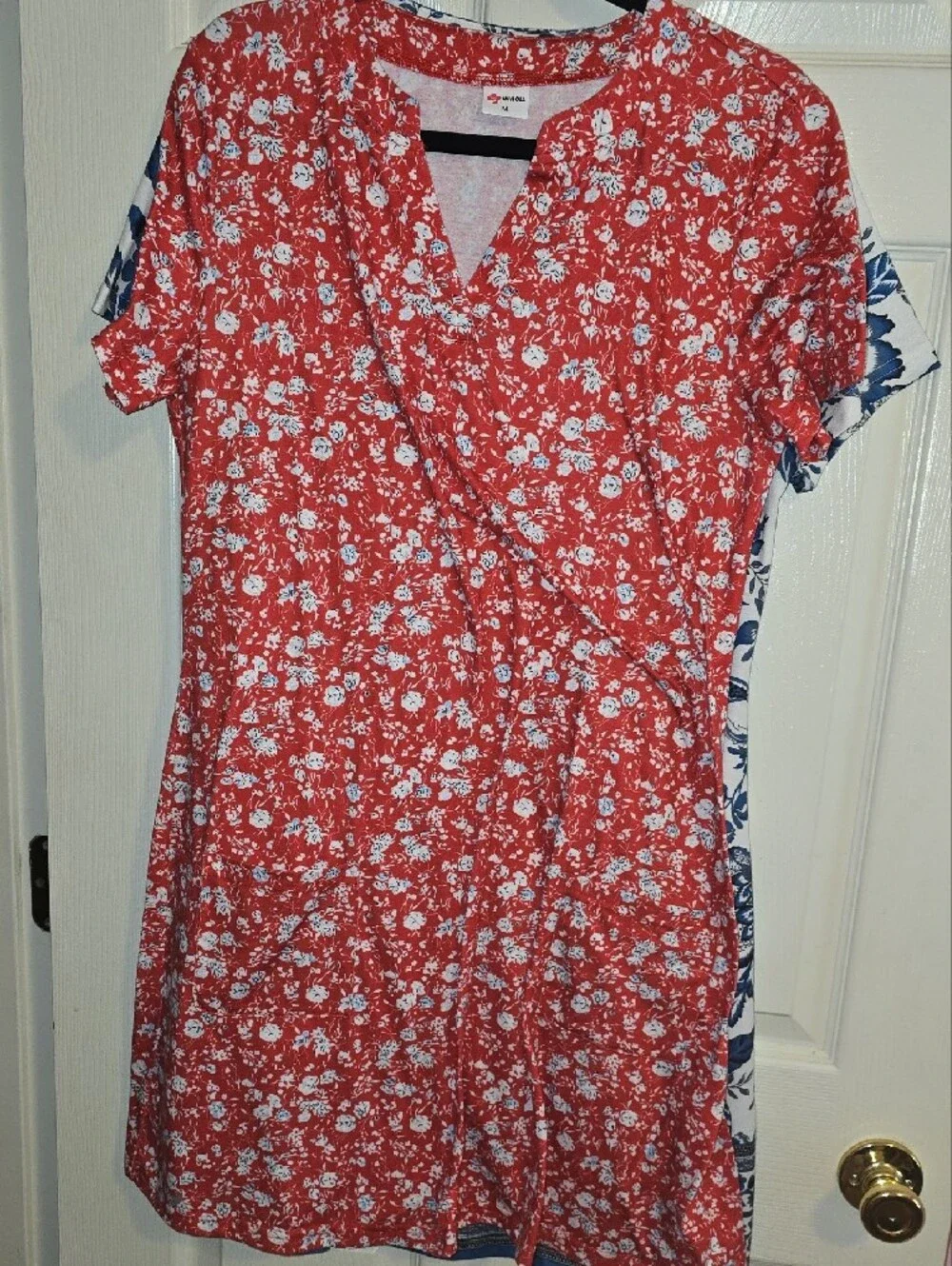 Women's‎ Navy Floral & Red Floral Midi Dresses - Casual V-Neck